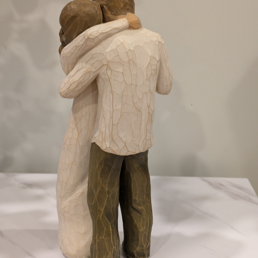 Embracing Couple Sculpture in Cream and Brown 9".